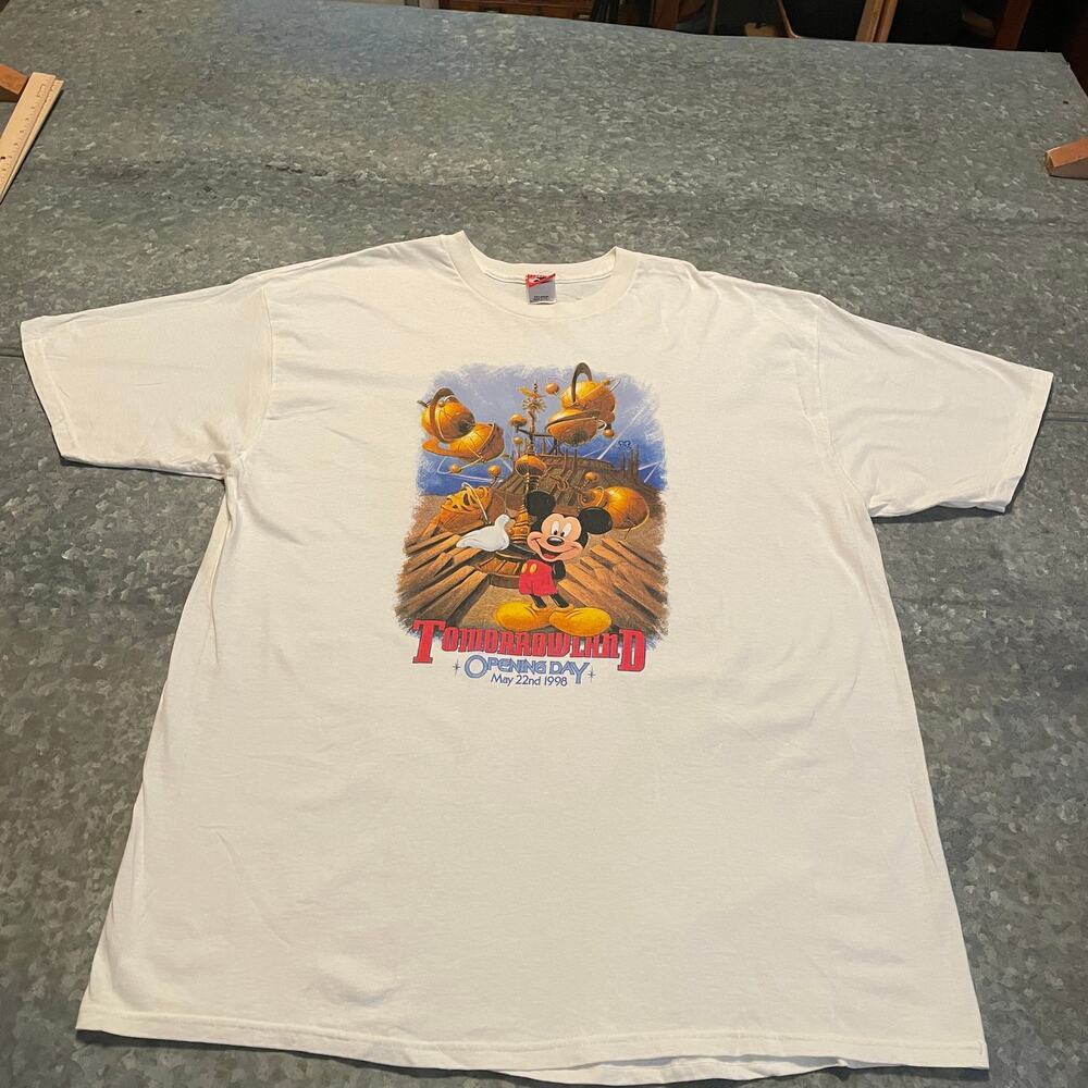 Vintage NOS Tomorrowland Opening Day 1998 T-Shirt Mens XXL USA Disney Disneyland - Picture 2 of 11